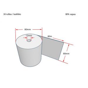 Kuittipaperi 80*80*12, 30rll/laatikko